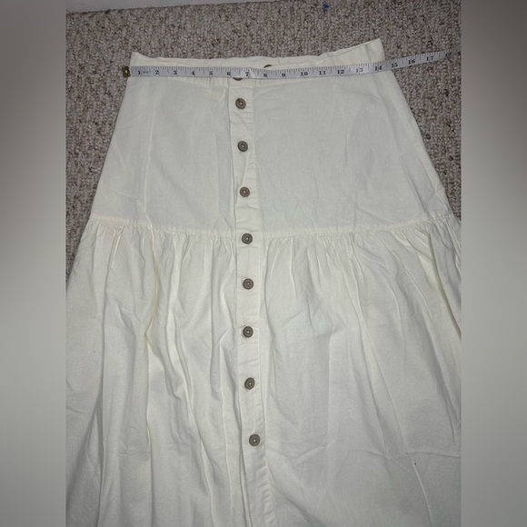 Free People Ivory Button-Down A-Line Skirt size 4 - Picture 5 of 6